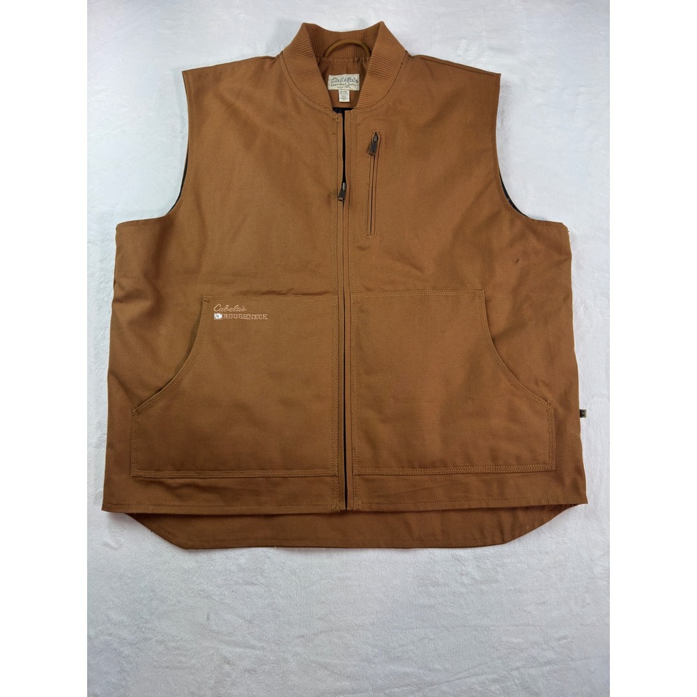 Cabelas Roughneck Canvas Work Vest Brown Thinsulate Insulated Mens 2XL Tall